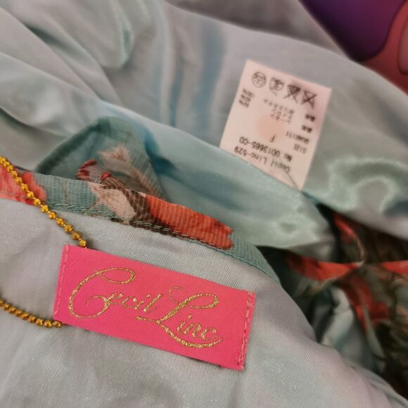 Cecil McBee Maxi Dress Size Small Floral Green Rose Gyaru Y2K Harajuku Kawaii S - Picture 2 of 13